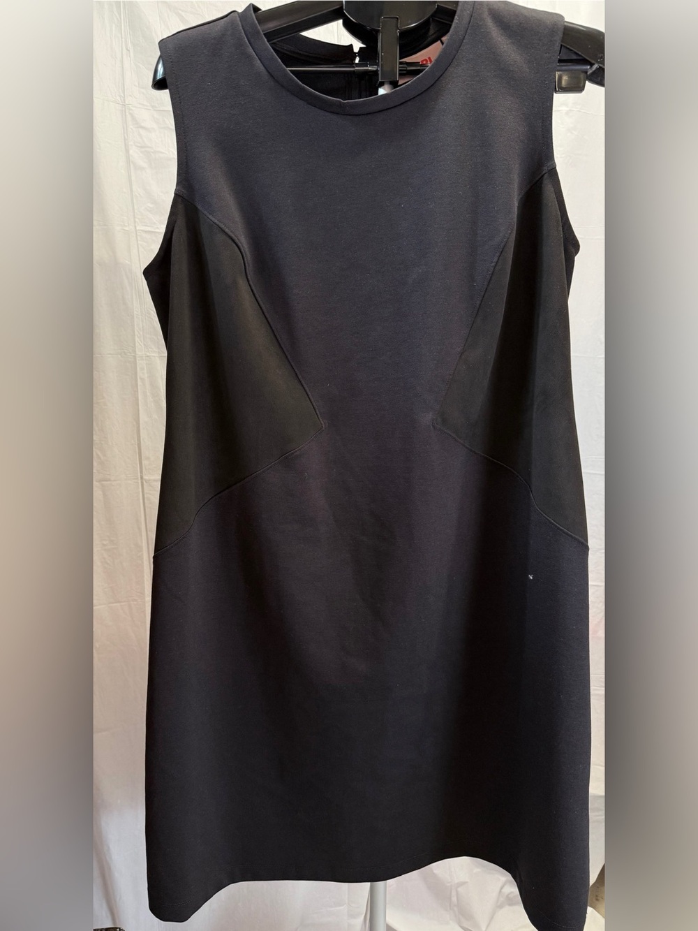 EVRI Black Sleeveless Sheath Dress Plus Size 0X Faux Suede Panel Stretch